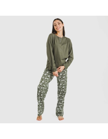 Pigiama lungo cotone Mozarabe verde Pigiama lungo cotone Mozarabe verde
