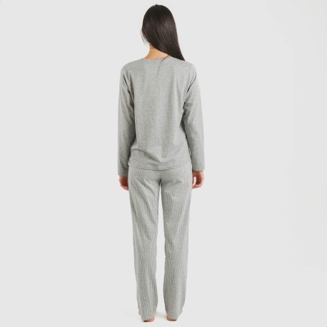 Pigiama lungo cotone Raya Chuck grigio misto