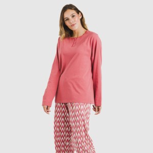 Pigiama lungo cotone Alfa marsala