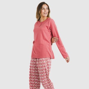 Pigiama lungo cotone Alfa marsala 2