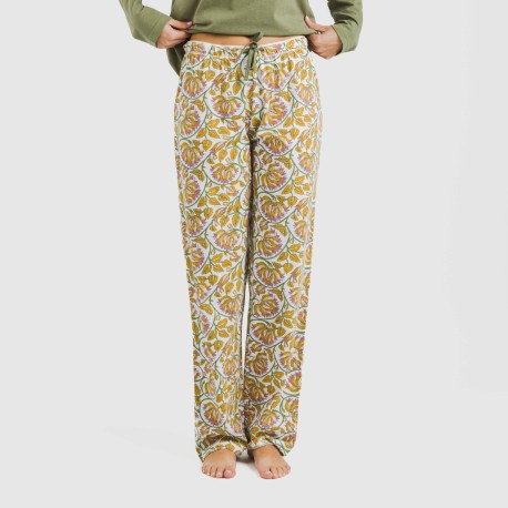 Pigiama lungo cotone Venus verde militare