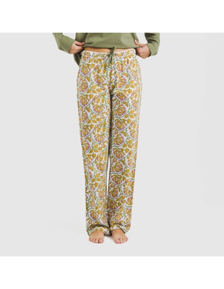 Pigiama lungo cotone Venus verde militare Pigiama lungo cotone Venus verde militare