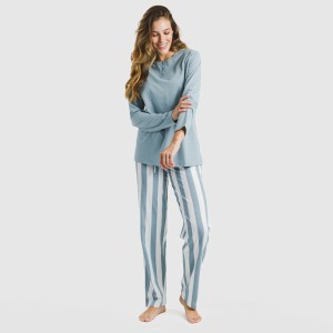 Pigiama lungo cotone Raya Elvis indaco 2