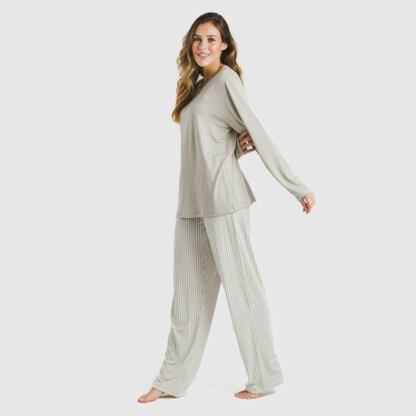 Pigiama lungo soft Raya Kodac sabbia