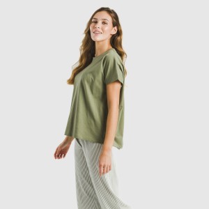 Pigiama lungo manica ampia cotone Raya Mozarabe verde 2