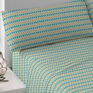 Set di lenzuola cotone Denalia blu acqua