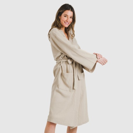 Accappatoio a nido d'ape tinta unita