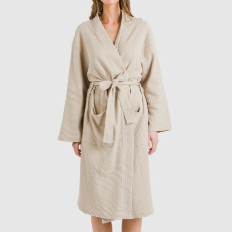 Accappatoio a nido d'ape tinta unita