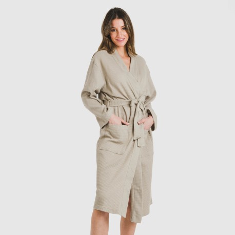 Accappatoio a nido d'ape tinta unita