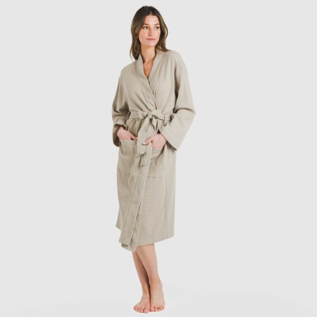 Accappatoio a nido d'ape tinta unita