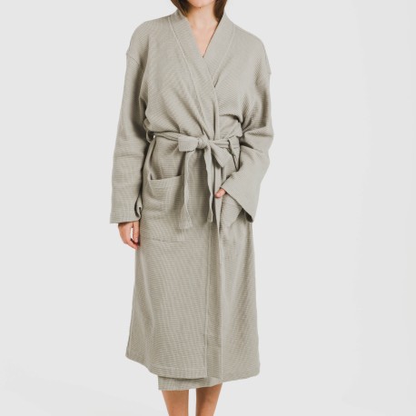 Accappatoio a nido d'ape tinta unita