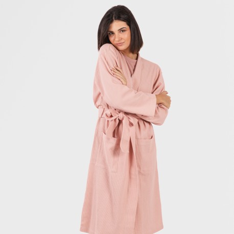 Accappatoio a nido d'ape tinta unita