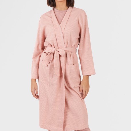 Accappatoio a nido d'ape tinta unita