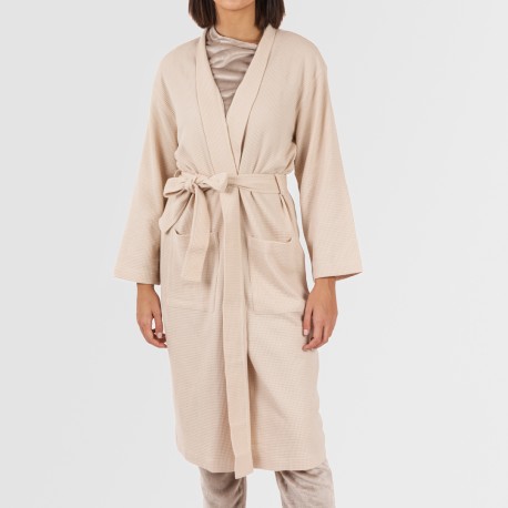 Accappatoio a nido d'ape tinta unita