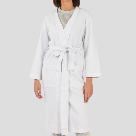 Accappatoio a nido d'ape tinta unita