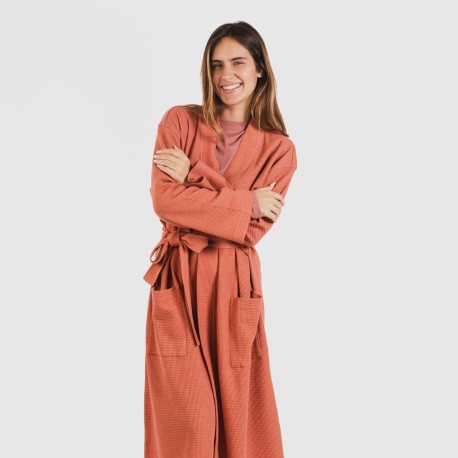 Accappatoio a nido d'ape tinta unita