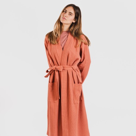 Accappatoio a nido d'ape tinta unita