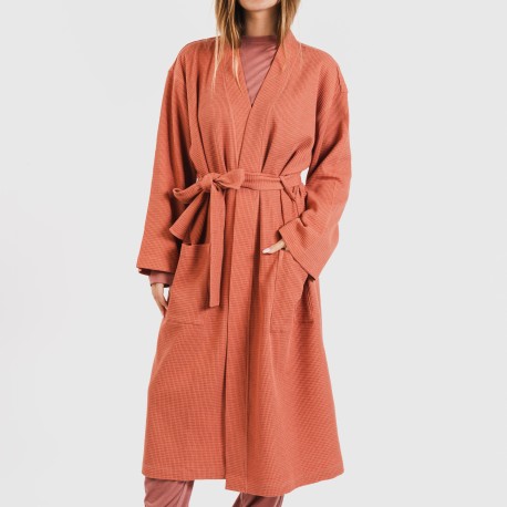 Accappatoio a nido d'ape tinta unita