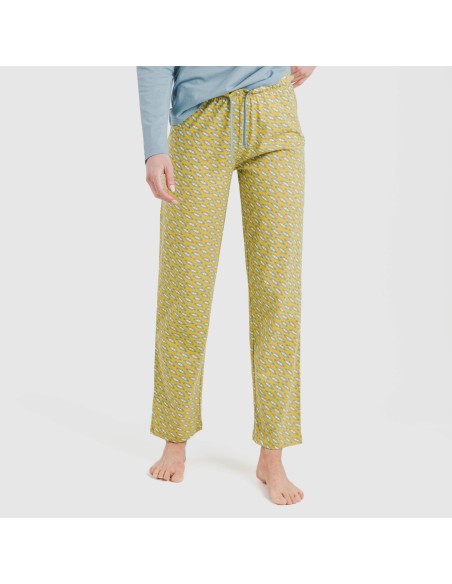 Pigiama lungo cotone Sisena blu acqua Pigiama lungo cotone Sisena blu acqua