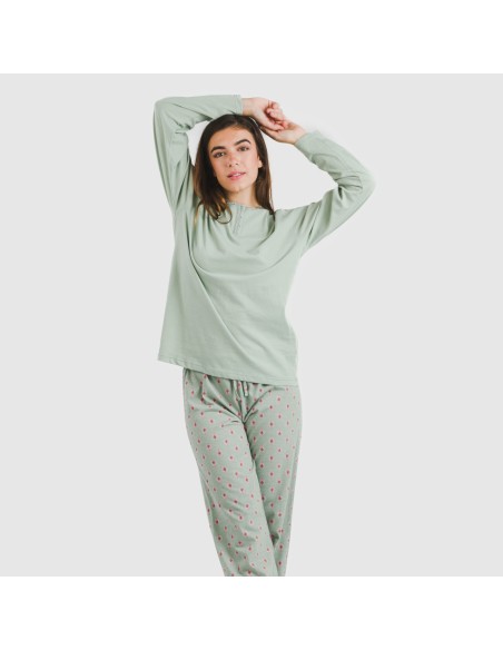 Pigiama lungo cotone Alessia verde tiffany Pigiama lungo cotone Alessia verde tiffany