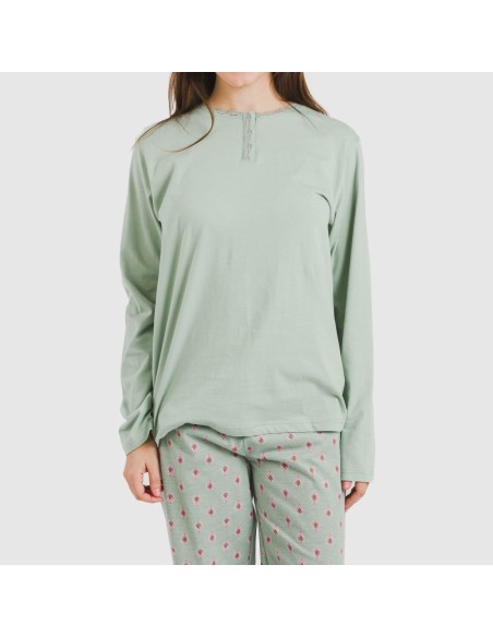 Pigiama lungo cotone Alessia verde tiffany Pigiama lungo cotone Alessia verde tiffany
