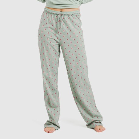 Pigiama lungo cotone Alessia verde tiffany