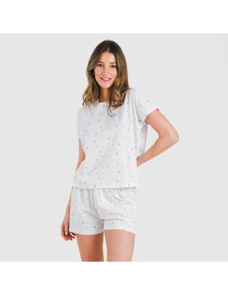 Pigiama corto manica ampia cotone Condy indaco