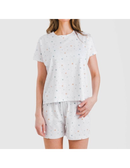 Pigiama corto manica ampia cotone Condy indaco