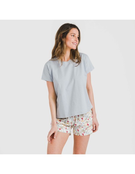 Pigiama corto manica ampia cotone Viena indaco Pigiama corto manica ampia cotone Viena indaco