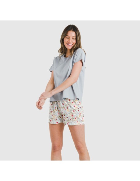 Pigiama corto manica ampia cotone Viena indaco Pigiama corto manica ampia cotone Viena indaco