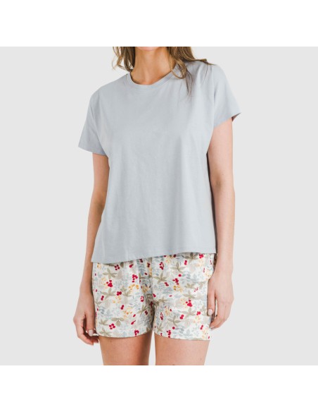 Pigiama corto manica ampia cotone Viena indaco Pigiama corto manica ampia cotone Viena indaco