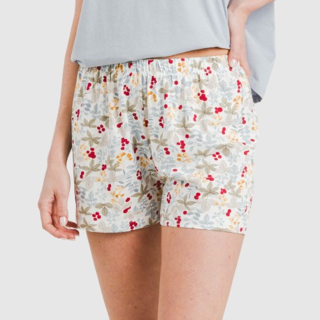 Pigiama corto manica ampia cotone Viena indaco