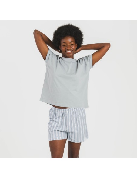 Pigiama corto manica ampia cotone Raya Marsella indaco