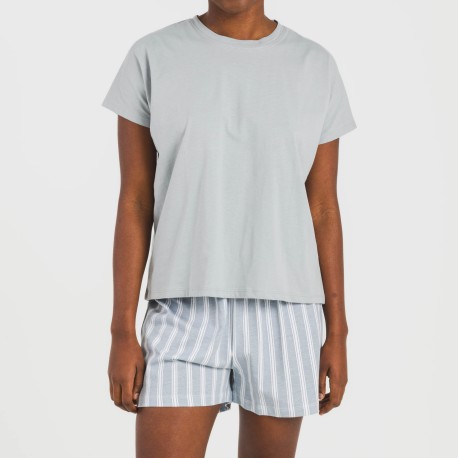 Pigiama corto manica ampia cotone Raya Marsella indaco