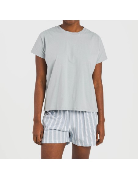 Pigiama corto manica ampia cotone Raya Marsella indaco