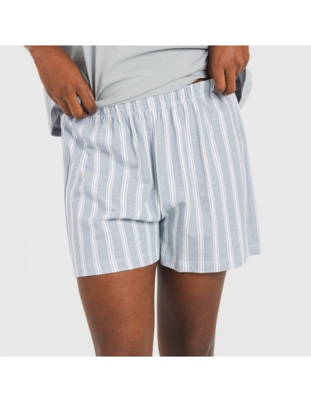 Pigiama corto manica ampia cotone Raya Marsella indaco