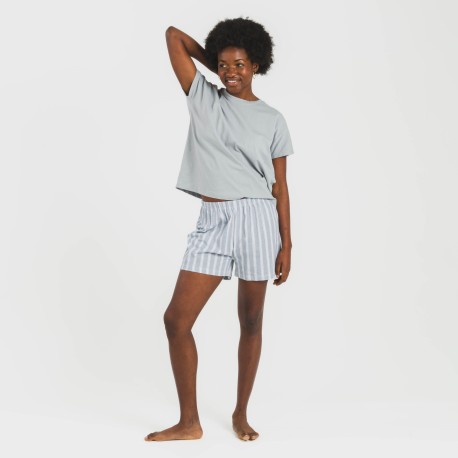 Pigiama corto manica ampia cotone Raya Marsella indaco