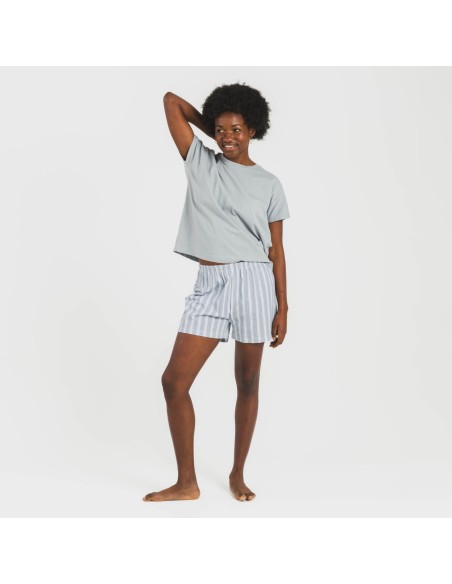 Pigiama corto manica ampia cotone Raya Marsella indaco