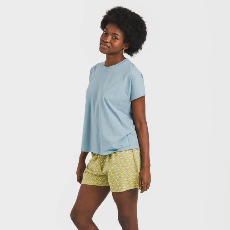 Pigiama corto manica ampia cotone Sisena blu acqua