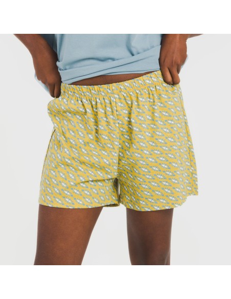 Pigiama corto manica ampia cotone Sisena blu acqua