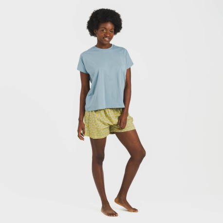 Pigiama corto manica ampia cotone Sisena blu acqua