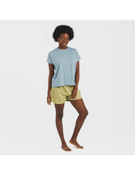 Pigiama corto manica ampia cotone Sisena blu acqua