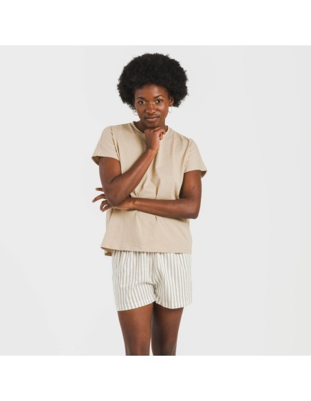 Pigiama corto manica ampia cotone Raya Kodac sabbia Pigiama corto manica ampia cotone Raya Kodac sabbia