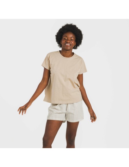 Pigiama corto manica ampia cotone Raya Kodac sabbia Pigiama corto manica ampia cotone Raya Kodac sabbia