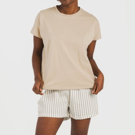 Pigiama corto manica ampia cotone Raya Kodac sabbia