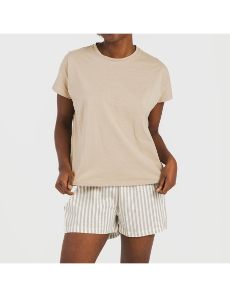 Pigiama corto manica ampia cotone Raya Kodac sabbia Pigiama corto manica ampia cotone Raya Kodac sabbia