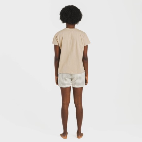 Pigiama corto manica ampia cotone Raya Kodac sabbia