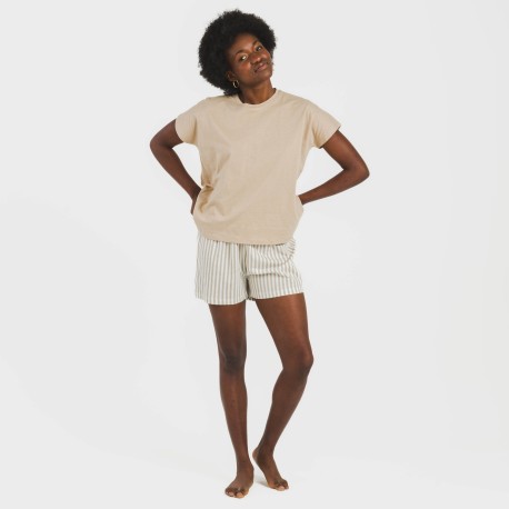 Pigiama corto manica ampia cotone Raya Kodac sabbia