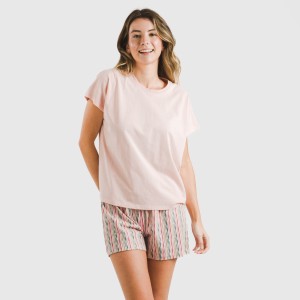 Pigiama corto manica ampia cotone Villa rosa
