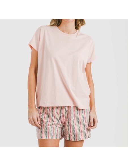 Pigiama corto manica ampia cotone Villa rosa Pigiama corto manica ampia cotone Villa rosa